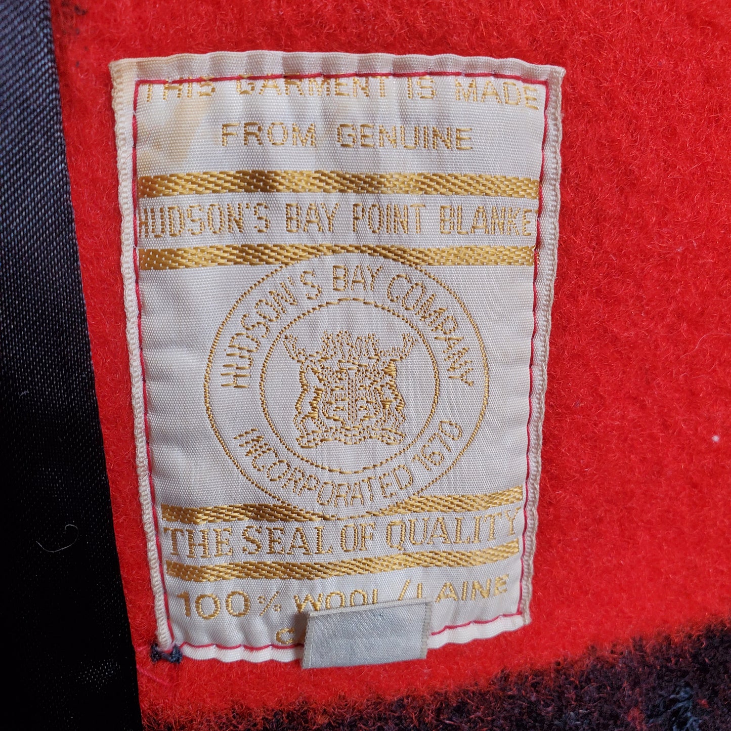 Hudson's Bay Point Blanket Coat 100% Wool